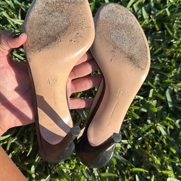 Giovito Rossi Milano Elegant Black Strappy Heels Clear Front Strap Open Toe 38.5 - Picture 3 of 4